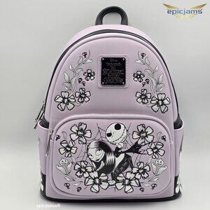 Loungefly The Nightmare Before Christmas Jack & Sally Lavender Floral Backpack